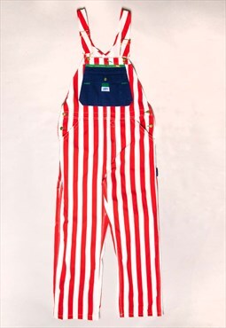 '00s American Flag Blue Red Striped Bib Dungarees
