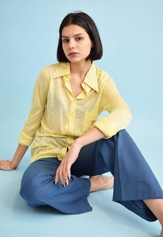70'S RETRO MOD PASTEL DESIGNER SHIRT TOP BLOUSE
