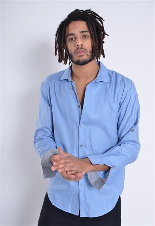 VINTAGE CALVIN KLEIN LONG SLEEVE SHIRT BLUE