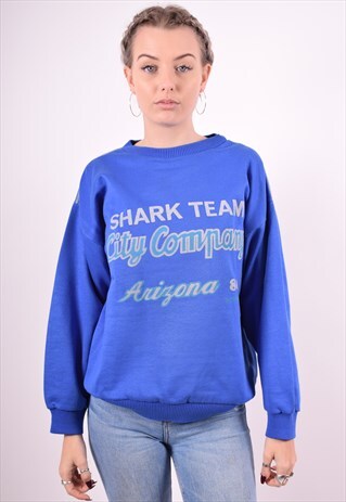 WOMENS VINTAGE SWEATHIRT JUMPER LARGE BLUE 90'S