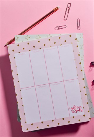 A GIFT FROM THE GODS WEEKLY DESK PLANNER IN PINK AND GOLD