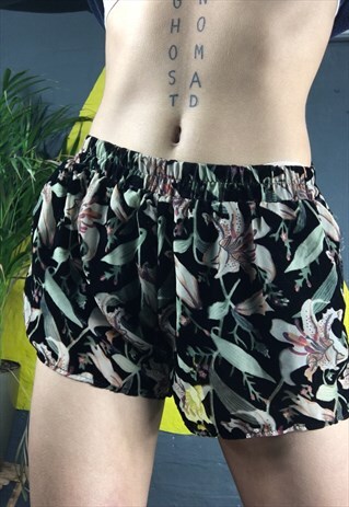 VELVET AND SHEER SHORTS