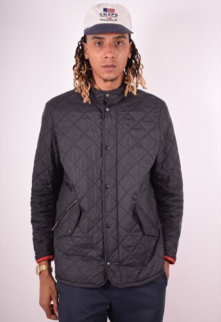 BARBOUR MENS VINTAGE QUILTED JACKET MEDIUM BLACK 90S