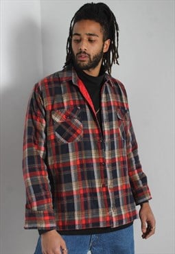 Vintage 90's Mens Quilted Padded Check Flannel Shirt -Multi