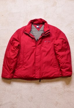 Vintage 90s Tommy Hilfiger Red Padded Coat Jacket