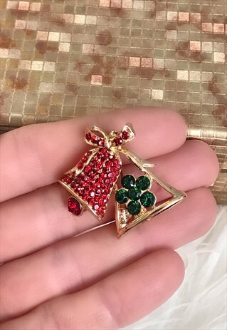 CHRISTMAS BELLS GOLD COLOURED BROOCH