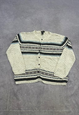 Vintage Abstract Knitted Cardigan Patterned Knit Sweater