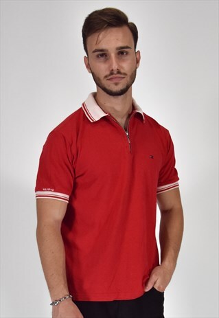 VINTAGE TOMMY HILFIGER POLO SHIRT CLASSIC RED
