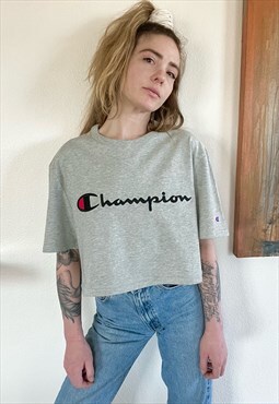 Embroidered Champion Crop T-Shirt 
