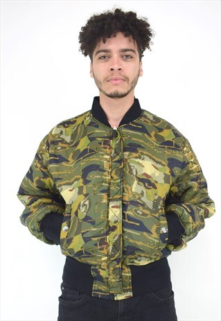 VINTAGE 90'S GAULTIER JEANS CAMO REVERSIBLE BOMBER JACKET