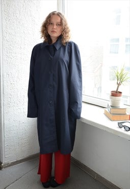 Vintage Navy Blue Trench Style French Coat