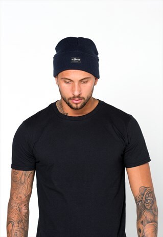 54 FLORAL WINTER BEANIE HAT - NAVY