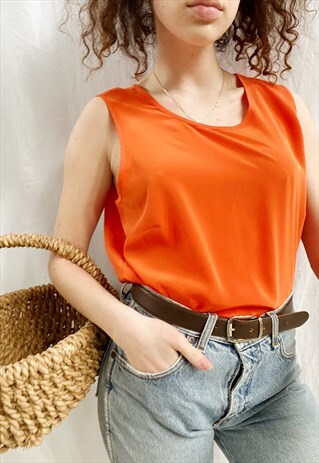 VINTAGE 90S NARANJA CITRUS SWING TUNIC BLOUSE TOP ORANGE