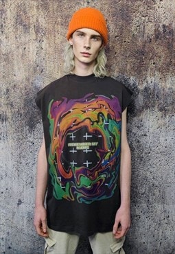 Rainbow sleeveless t-shirt Pride tank top flame surfer vest
