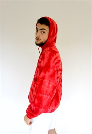 RED OVERSIZED TIE DYE FESTIVAL HOODIE