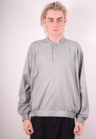 NIKE MENS VINTAGE PULLOVER TRACKSUIT TOP MEDIUM GREY 90S