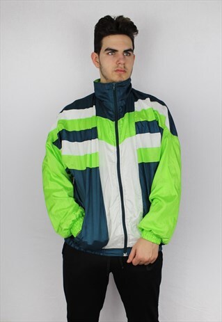 VINTAGE METALLIC SHELL SUIT JACKET WINDBREAKER IN GREEN