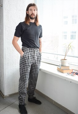 Vintage 80's Grey Checked Pants
