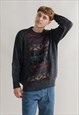 VINTAGE STONE CIRCLE WOOL PATTERNED GREY ROUNDNECK JUMPER