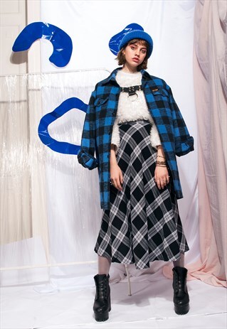 VINTAGE FLANNEL JACKET 90S OVERSIZED PLAID GINGHAM COAT