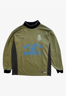 Vintage 90s Men's Nike Green Goalkeeper Football Jersey