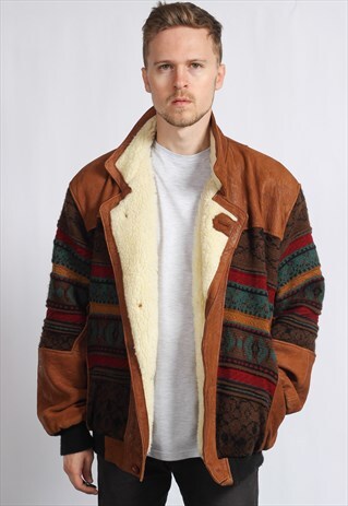 VINTAGE AZTEC FESTIVAL FLEECE LINED JACKET