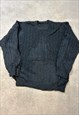 VINTAGE KNITTED JUMPER CABLE KNIT PATTERNED GRANDAD SWEATER