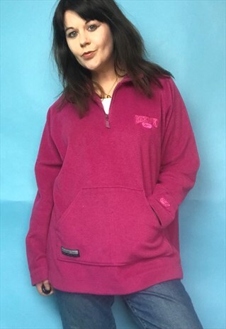 VINTAGE 90S HOT PINK 1/4 ZIP FLEECE