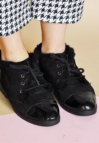90S FURRY ANKLE BOOTS