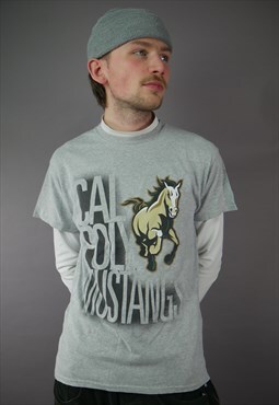 Vintage Calpoly Mustangs T-Shirt in Grey