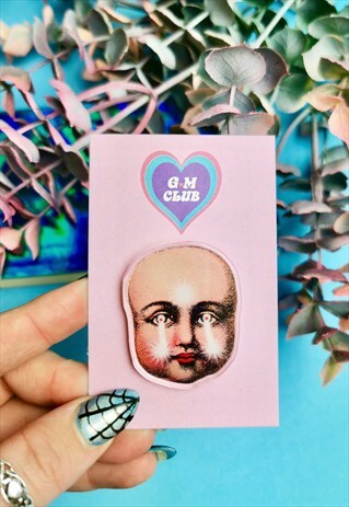 Creepy Doll Face Pin Badge