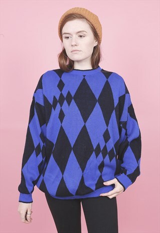 VINTAGE DIAMOND PATTERNED JUMPER /R14065