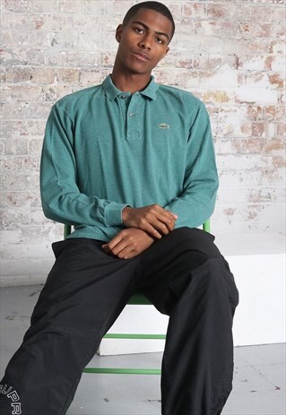 VINTAGE LACOSTE LOGO LONG SLEEVED POLO RUGBY SHIRT GREEN