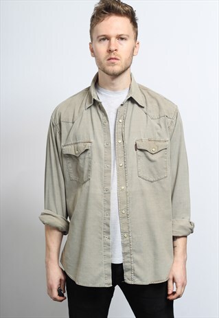 VINTAGE CORDUROY CORD SHIRT GREY