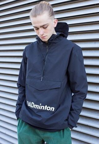 DEMOS BADMINTON PRINTED BLACK WINDBREAKER WATERPROOF JACKET