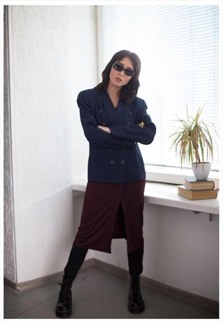 VINTAGE 80'S NAVY DOUBLE BREASTED WOOL BLAZER
