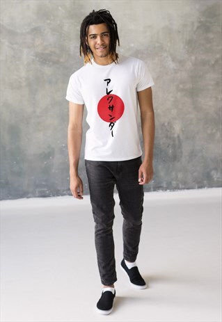 JAPANESE CUSTOM CALLIGRAPHY PRINTED T SHIRT KANJI JAPAN TEE