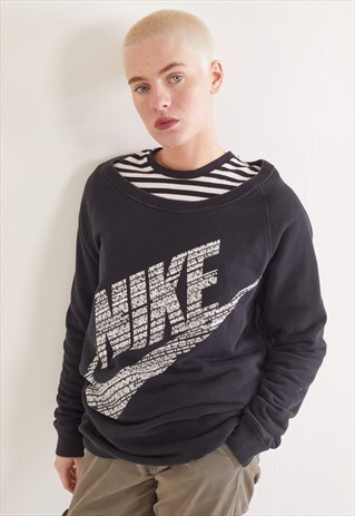VINTAGE NIKE LOW NECK SWEATSHIRT BLACK