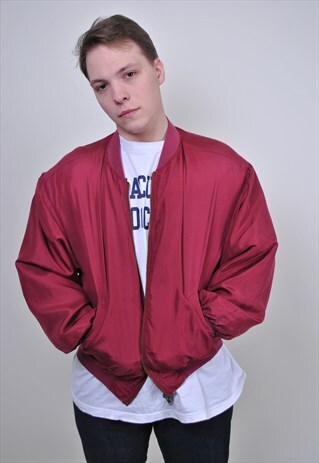90S RED BOMBER JACKET, VINTAGE AVIATOR MILITARY JACKET