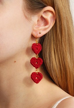 Tiny Heart Crochet Drop Earrings