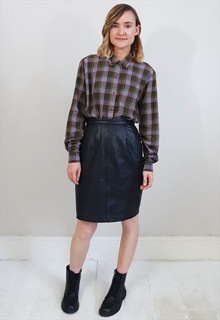 VINTAGE 90'S GREEN AND BURGUNDY CHECKED COTTON SHIRT