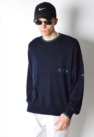 VINTAGE 90S NAVY BLUE LIGHTWEIGHT DROP SHOULDER JUMPER