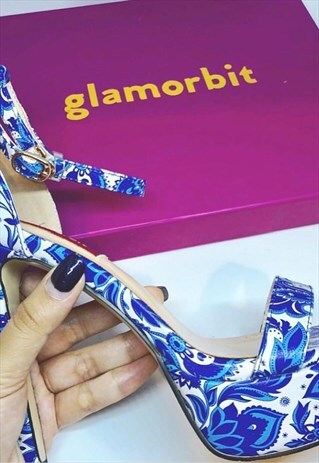 SIERRA BATIK BLUE HIGH HEELS