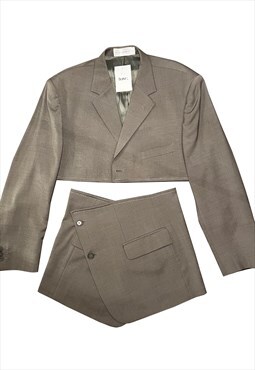 Khaki Reworked Blazer and Skirt S
