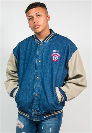 VINTAGE DENIM BASEBALL JACKET