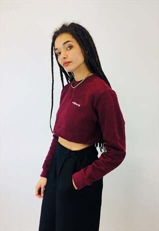 VINTAGE ADIDAS EMBROIDERED TREFOIL CROPPED SWEATSHIRT