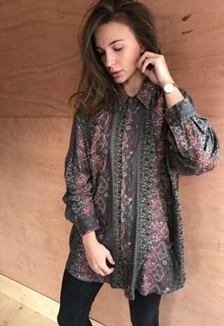 PATTERNED OVERSIZED RETRO VINTAGE UNISEX FESTIVAL SHIRT