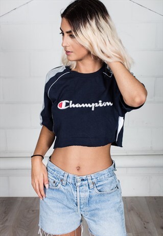 VINTAGE CHAMPION CHEST LOGO CROPPED UNISEX T-SHIRT