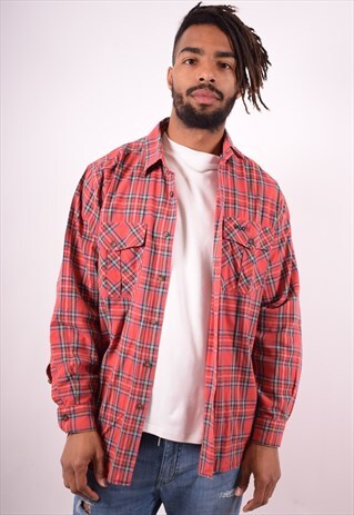 MENS VINTAGE SHIRT LARGE RED CHECK 90S