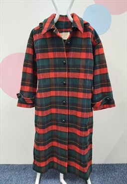 1950s Vintage Pendleton Wool Plaid Coat Red